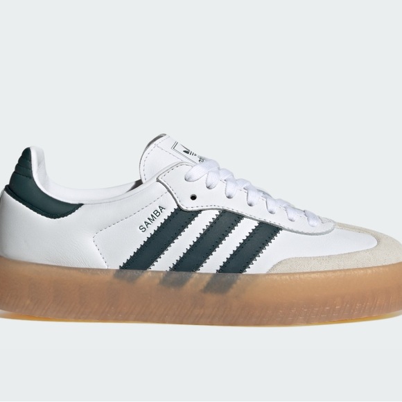 adidas Shoes - Adidas Samba White and Dark Green Sneakers NWT